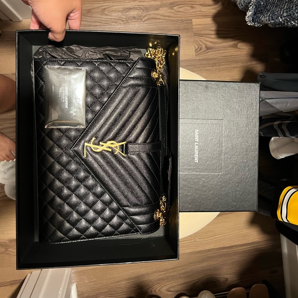 YSL ENVELOPE LARGE BAG IN MIX MATELASSÉ GRAIN DE POUDRE EMBOSSED LEATHER - Picture 6 of 9